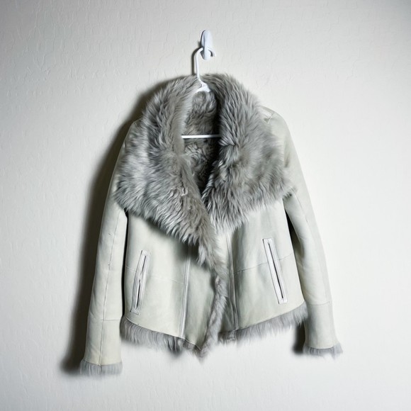 Yves Salomon Fur Lamb Leather Reversible Coat - Picture 3 of 6